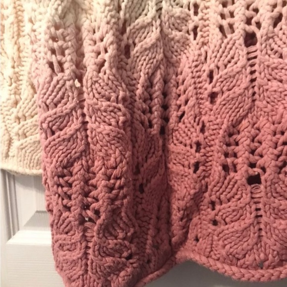 Free People chunky turtle neck ombre dip dye crochet sweater - M - Picture 6 of 8